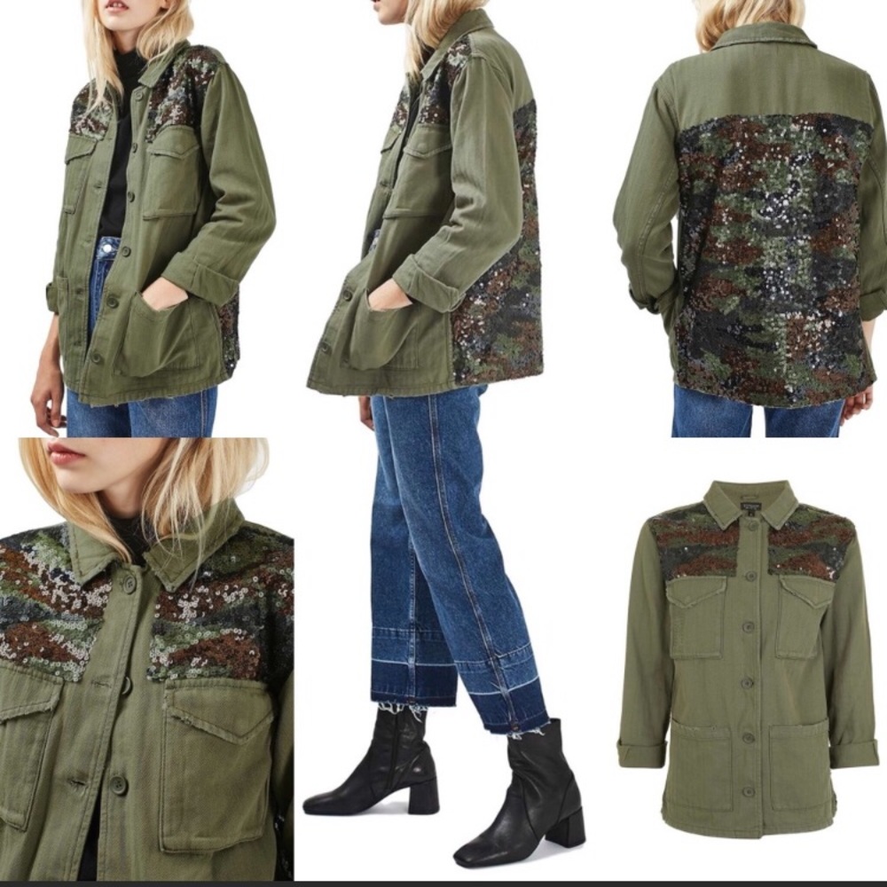 Top Shop sequin camo jacket